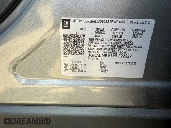 2021 GMC Terrain SLE with VIN 3GKALMEV1ML322327, listed as a Copart auction lot 63693905 with 89,206 mi miles and Clean title. Bid and sale history available at DreamBid. Image 10.