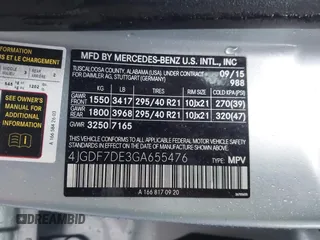 2016 Mercedes-Benz GL with VIN 4JGDF7DE3GA655476, listed as a IAAI auction lot 41710919 with 164,831 mi miles. Bid and sale history available at carsss.com. Image 9.