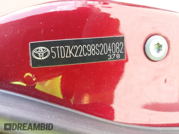 2008 Toyota Sienna XLE z VIN 5TDZK22C98S204082, wystawiony jako IAAI lot #42439890 z przebiegiem 134 283 mil mil oraz . Historia ofert i sprzedaży dostępna na DreamBid. Obrazek 9.