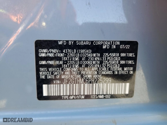 2023 Subaru Crosstrek Limited with VIN JF2GTHMC6PH225299, listed as a Copart auction lot 52028665 with 42,041 mi miles and Salvage Title. Bid and sale history available at carsss.com. Image 12.