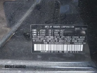 2022 Subaru Impreza z VIN 4S3GTAB65N3710255, wystawiony jako IAAI lot #41308489 z przebiegiem 32 918 mil mil oraz . Historia ofert i sprzedaży dostępna na DreamBid. Obrazek 9.