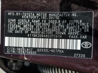 2011 Toyota Avalon with VIN 4T1BK3DB4BU375414, listed as a Copart auction lot 63068005 with 119,395 mi miles and Salvage title. Bid and sale history available at DreamBid. Image 12.