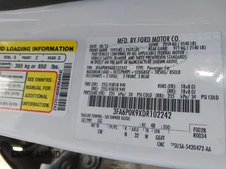 2013 Ford Fusion Titanium with VIN 3FA6P0K9XDR102242, listed as a IAAI auction lot 41850893 with 161,186 mi miles. Bid and sale history available at carsss.com. Image 9.