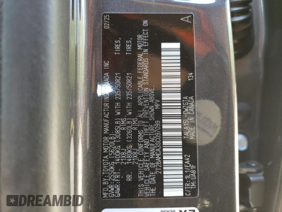 2025 Lexus RX 350 with VIN 2T2BAMCA3SC097099, listed as a Copart auction lot 54710035 with 3,483 mi miles and Salvage title. Bid and sale history available at DreamBid. Image 13.