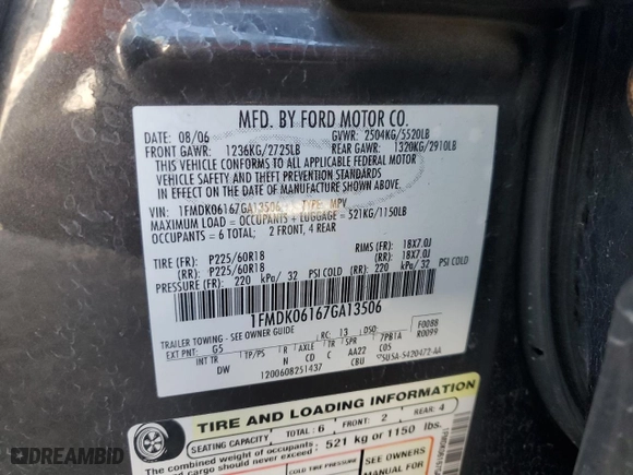 2007 Ford Freestyle Limited with VIN 1FMDK06167GA13506, listed as a Copart auction lot 74323394 with 150,233 mi miles and Salvage Title. Bid and sale history available at carsss.com. Image 14.