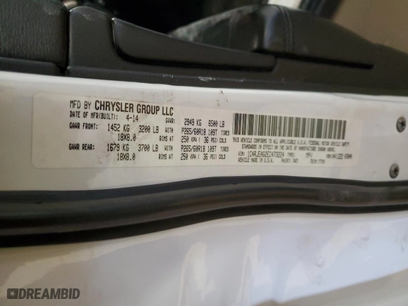 2014 Jeep Grand Cherokee Laredo with VIN 1C4RJEAG2EC473224, listed as a Copart auction lot 45885735 with 177,444 mi miles and Salvage Title. Bid and sale history available at carsss.com. Image 15.