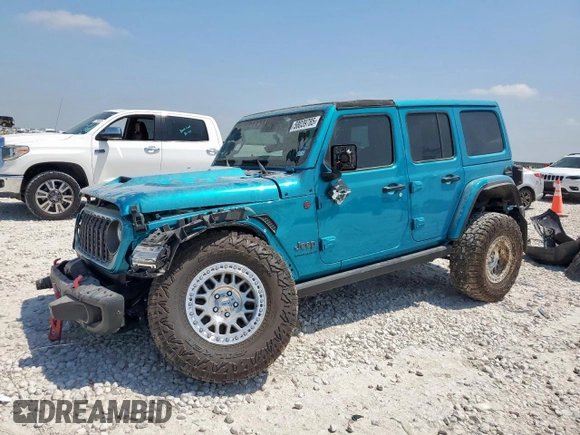 2024 Jeep Wrangler Rubicon X with VIN 1C4RJXFG1RW180410, listed as a Copart auction lot 58039785 with 3,381 mi miles and Salvage title. Bid and sale history available at DreamBid. Image 1.