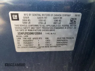 2017 Chevrolet Equinox LT with VIN 2GNFLFE30H6120964, listed as a Copart auction lot 52236405 with 76,664 mi miles and Clean Title. Bid and sale history available at carsss.com. Image 16.