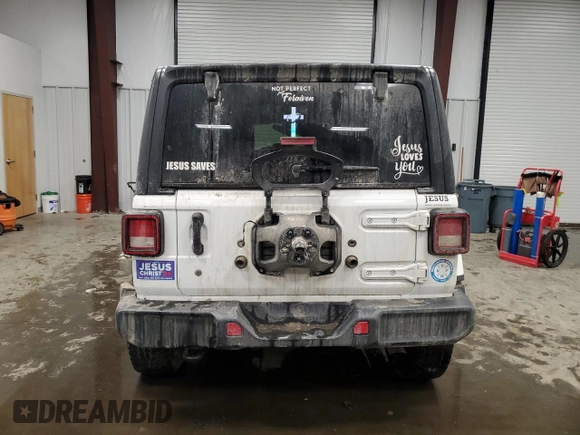 2020 Jeep Wrangler Unlimited Sahara with VIN 1C4HJXEN9LW165186, listed as a Copart auction lot 44359075 with 76,768 mi miles and Salvage Title. Bid and sale history available at carsss.com. Image 6.