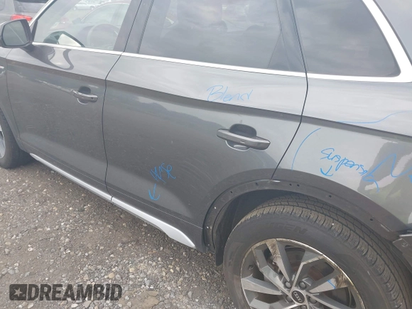 2023 Audi Q5 S line Premium Plus with VIN WA1EAAFY8P2008054, listed as a IAAI auction lot 42678217 with 20,363 mi miles and . Bid and sale history available at DreamBid. Image 18.