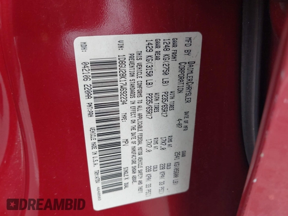 2007 Dodge Nitro SXT with VIN 1D8GU28K17W692234, listed as a IAAI auction lot 42515672 with 202,327 mi miles and . Bid and sale history available at DreamBid. Image 9.