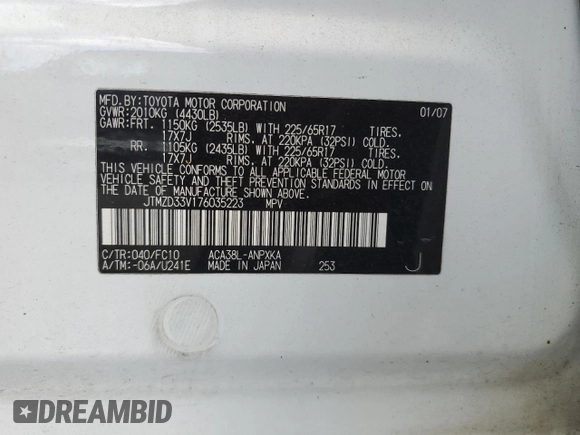 2007 Toyota RAV4 with VIN JTMZD33V176035223, listed as a Copart auction lot 52208135 with 200,632 mi miles and Salvage Title. Bid and sale history available at carsss.com. Image 13.