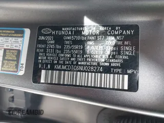 2022 Genesis GV70 Sport with VIN KMUMCDTC6NU028274, listed as a IAAI auction lot 41613720 with 46,522 mi miles and . Bid and sale history available at DreamBid. Image 9.