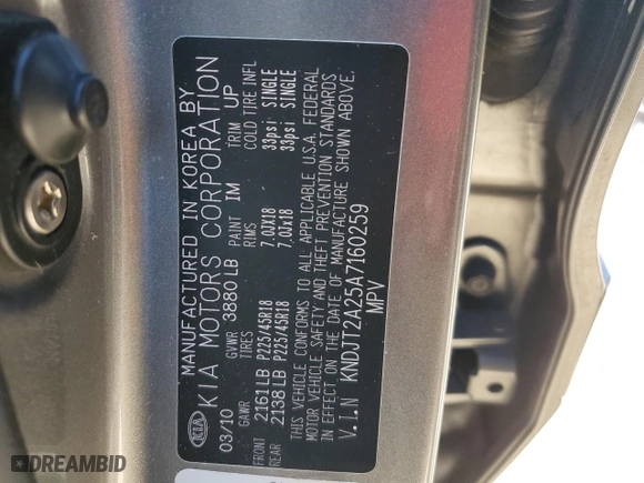 2010 Kia Soul + with VIN KNDJT2A25A7160259, listed as a Copart auction lot 45059305 with 177,496 mi miles and Salvage Title. Bid and sale history available at carsss.com. Image 16.