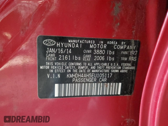 2014 Hyundai Elantra Sport с VIN KMHDH4AH5EU105117, выставлен на аукционе Copart как лот 45161445 с пробегом 93 090 миль миль и Списание • Salvage title. История ставок и продаж доступна на DreamBid. Изображение 14.