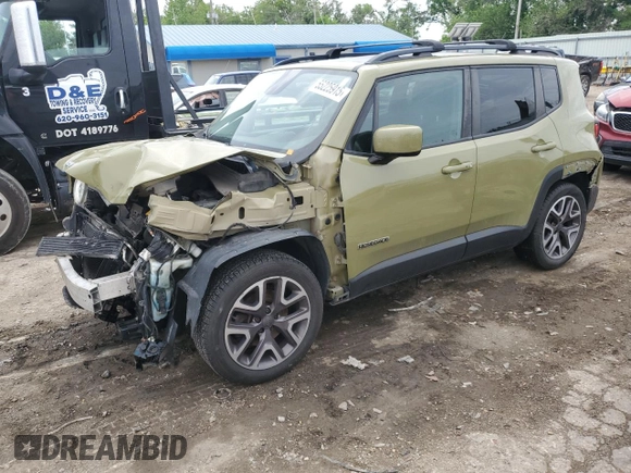 2015 Jeep Renegade Latitude with VIN ZACCJABT4FPB94039, listed as a Copart auction lot 55225915 with 169,914 mi miles and Salvage Title. Bid and sale history available at DreamBid. Image 1.