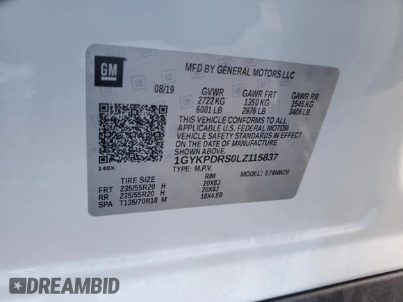 2020 Cadillac XT6 AWD Premium Luxury z VIN 1GYKPDRS0LZ115837, wystawiony jako Copart lot #47559405 z przebiegiem 82 581 mil mil oraz Szkoda całkowita • Salvage title. Historia ofert i sprzedaży dostępna na DreamBid. Obrazek 13.