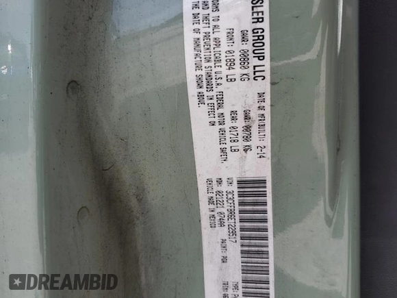 2014 FIAT 500 Sport with VIN 3C3CFFBR6ET229517, listed as a Copart auction lot 57335715 with 135,541 mi miles and Salvage title. Bid and sale history available at DreamBid. Image 12.