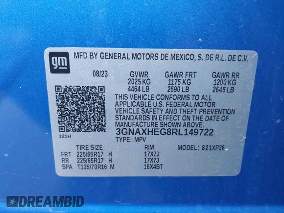 2024 Chevrolet Equinox LS with VIN 3GNAXHEG8RL149722, listed as a IAAI auction lot 41774500 with 81,070 mi miles and . Bid and sale history available at DreamBid. Image 9.