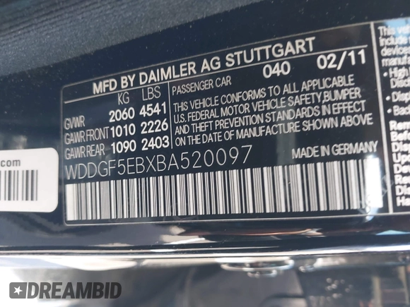 2011 Mercedes-Benz C C 300 Sport with VIN WDDGF5EBXBA520097, listed as a IAAI auction lot 42099592 with 115,849 mi miles. Bid and sale history available at carsss.com. Image 9.