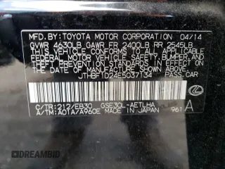 2014 Lexus IS 250 with VIN JTHBF1D24E5037134, listed as a Copart auction lot 51606485 with 74,669 mi miles and Salvage Title. Bid and sale history available at DreamBid. Image 12.