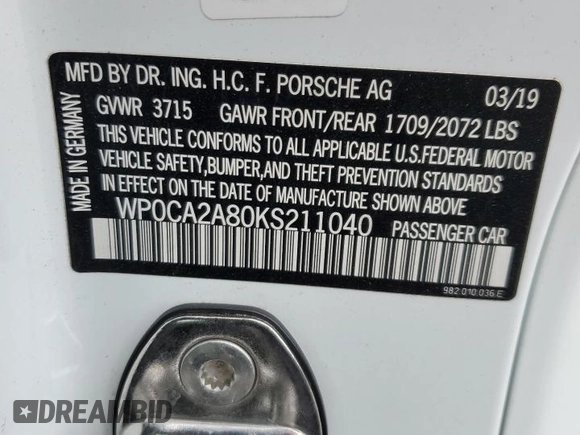 2019 Porsche 718 Boxster z VIN WP0CA2A80KS211040, wystawiony jako Copart lot #76409354 z przebiegiem 27 669 mil mil oraz Szkoda całkowita • Salvage title. Historia ofert i sprzedaży dostępna na DreamBid. Obrazek 13.