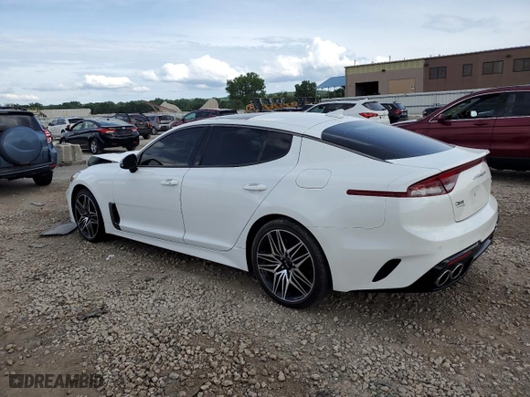 2022 Kia Stinger GT1 with VIN KNAE45LC4N6122102, listed as a Copart auction lot 57122094 with 15,491 mi miles and Salvage Title. Bid and sale history available at carsss.com. Image 2.