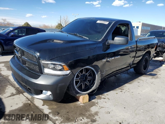 2012 Ram 1500 Express with VIN 3C6JD7AT6CG172387, listed as a Copart auction lot 44450645 with 67,277 mi miles and Salvage Title. Bid and sale history available at carsss.com. Image 1.