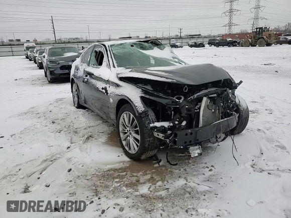 2019 Infiniti Q50 3.0t LUXE with VIN JN1EV7AR1KM590110, listed as a Copart auction lot 45049675 with 0 mi miles and Salvage Title. Bid and sale history available at carsss.com. Image 10.