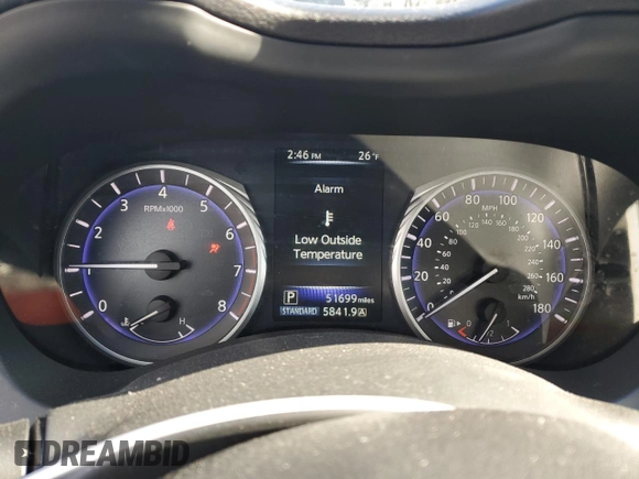 2016 Infiniti Q50 2.0t Premium with VIN JN1CV7ARXGM253725, listed as a Copart auction lot 45677165 with 51,699 mi miles and Salvage Title. Bid and sale history available at carsss.com. Image 9.
