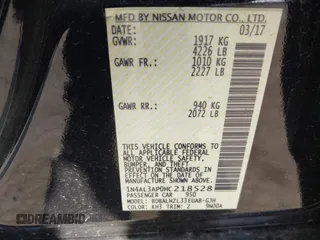 2017 Nissan Altima SL with VIN 1N4AL3AP0HC218528, listed as a IAAI auction lot 41967042 with 90,010 mi miles and . Bid and sale history available at DreamBid. Image 9.