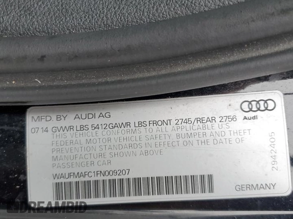 2015 Audi A6 3.0L TDI Premium Plus with VIN WAUFMAFC1FN009207, listed as a Copart auction lot 83690894 with 64,455 mi miles and Salvage Title. Bid and sale history available at carsss.com. Image 13.
