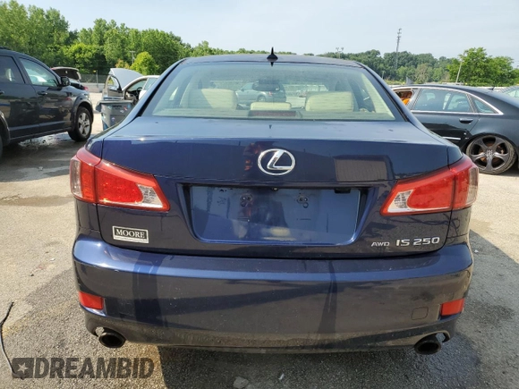 2012 Lexus IS 250 with VIN JTHCF5C23C5055442, listed as a Copart auction lot 58439585 with 104,121 mi miles and Salvage title. Bid and sale history available at DreamBid. Image 6.