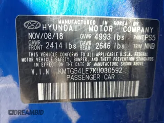 2019 Genesis G70 Advanced with VIN KMTG54LE7KU030592, listed as a IAAI auction lot 41798773 with 81,271 mi miles and . Bid and sale history available at DreamBid. Image 9.