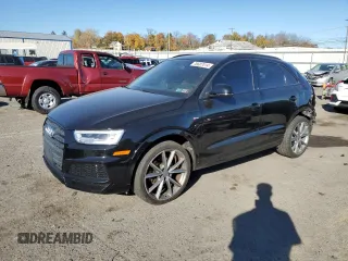 2018 Audi Q3 Premium Plus with VIN WA1HCCFS6JR034228, listed as a Copart auction lot 76687014 with 47,711 mi miles and Salvage Title. Bid and sale history available at carsss.com. Image 1.