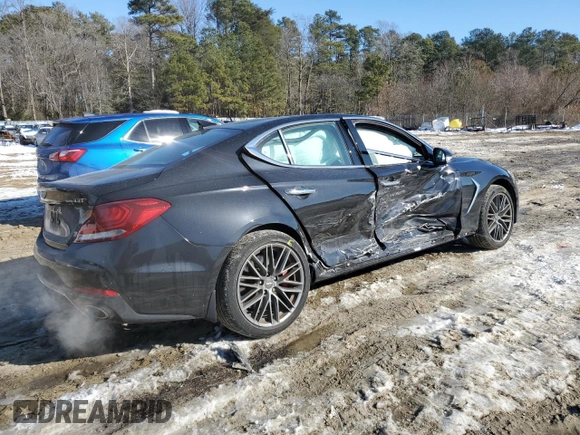 2019 Genesis G70 3.3T Advanced with VIN KMTG34LE9KU023200, listed as a Copart auction lot 88573435 with 26,847 mi miles and Salvage Title. Bid and sale history available at carsss.com. Image 3.