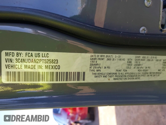 2023 Jeep Compass Sport с VIN 3C4NJDAN2PT525823, выставлен на аукционе IAAI как лот 41861831 с пробегом 39 405 миль миль и . История ставок и продаж доступна на DreamBid. Изображение 9.
