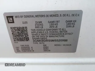 2021 Chevrolet Blazer LT с VIN 3GNKBDRS5MS520988, выставлен на аукционе IAAI как лот 41204040 с пробегом 94 481 миль миль и . История ставок и продаж доступна на DreamBid. Изображение 9.