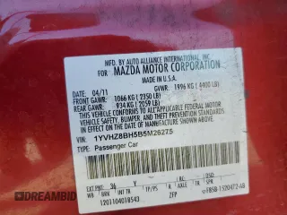 2011 Mazda 6 i Sport with VIN 1YVHZ8BH5B5M26275, listed as a Copart auction lot 54894645 with 99,445 mi miles and Salvage title. Bid and sale history available at DreamBid. Image 12.