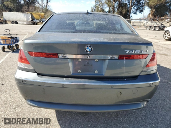 2002 BMW 7 Series 745Li with VIN WBAGN63422DR03230, listed as a Copart auction lot 47386325 with 187,235 mi miles and Salvage Title. Bid and sale history available at carsss.com. Image 6.
