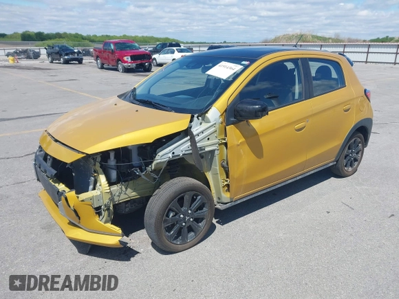 2023 Mitsubishi Mirage Black Edition with VIN ML32AWHJ0PH001038, listed as a IAAI auction lot 41914364 with 25,165 mi miles and . Bid and sale history available at DreamBid. Image 2.