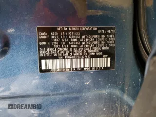 2019 Subaru Ascent Premium with VIN 4S4WMAFD1K3427652, listed as a Copart auction lot 44075025 with 66,965 mi miles and Salvage Title. Bid and sale history available at DreamBid. Image 14.