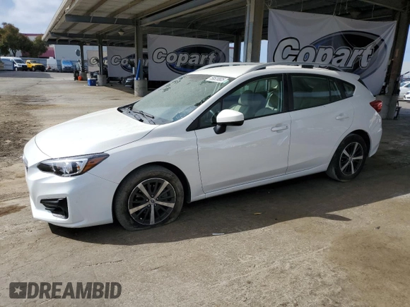 2019 Subaru Impreza Premium с VIN 4S3GTAD63K3725880, выставлен на аукционе Copart как лот 59520805 с пробегом 57 397 миль миль и Списание • Salvage title. История ставок и продаж доступна на DreamBid. Изображение 1.