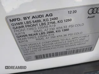 2021 Audi Q5 Premium with VIN WA1AAAFY6M2045811, listed as a IAAI auction lot 41750550 with 9,563 mi miles and . Bid and sale history available at DreamBid. Image 9.