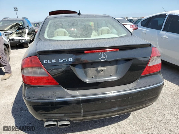 2008 Mercedes-Benz CLK-Class 5.5L with VIN WDBTJ72H88F235405, listed as a Copart auction lot 76230174 with 0 mi miles and Salvage Title. Bid and sale history available at carsss.com. Image 6.