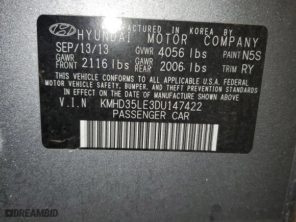 2013 Hyundai Elantra GT with VIN KMHD35LE3DU147422, listed as a Copart auction lot 82223484 with NaN miles and Salvage Title. Bid and sale history available at carsss.com. Image 14.