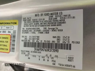 2013 Ford Fusion SE with VIN 3FA6P0H76DR372090, listed as a IAAI auction lot 42212510 with 207,668 mi miles and . Bid and sale history available at DreamBid. Image 9.