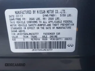 2018 Infiniti Q50 3.0t Luxe with VIN JN1EV7AR4JM432777, listed as a IAAI auction lot 41445123 with 98,621 mi miles. Bid and sale history available at carsss.com. Image 9.