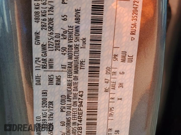 2024 Ford F-250 XL z VIN 1FT8W2BT4REF94743, wystawiony jako Copart lot #63463845 z przebiegiem 6 661 mil mil oraz Szkoda całkowita • Salvage title. Historia ofert i sprzedaży dostępna na DreamBid. Obrazek 13.