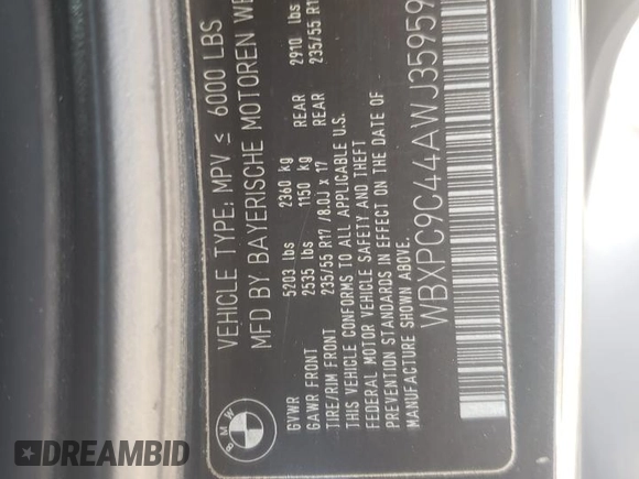 2010 BMW X3 xDrive30i with VIN WBXPC9C44AWJ35959, listed as a Copart auction lot 68641574 with 136,179 mi miles and Salvage Title. Bid and sale history available at carsss.com. Image 15.